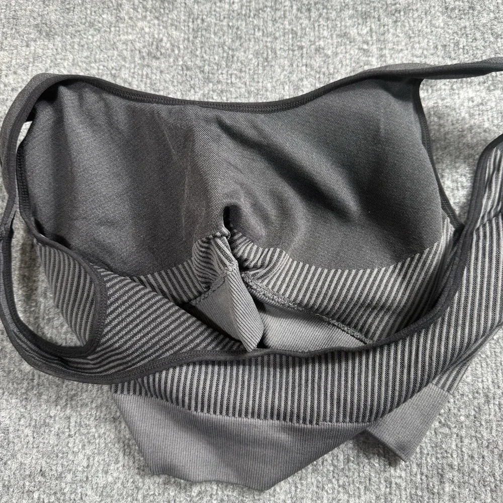 Gray Seamless‎ Sports Bra Ribbed Band Compression Activewear Crop Top Size 2X